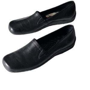 Walking cradles, comfortable square toe leather loafers color black size 9.5